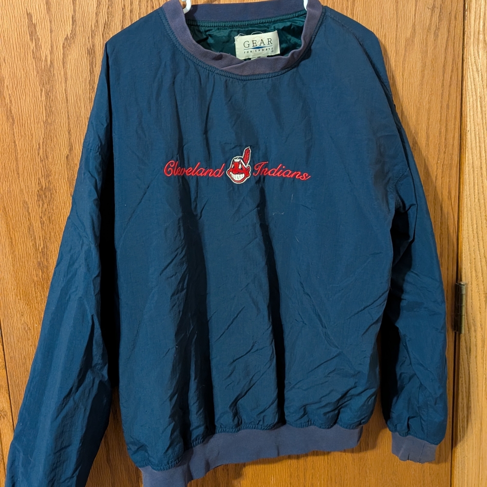 Cleveland Indians Chief Wahoo Navy Pullover Windbreaker
